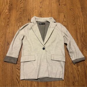 Zara Taupe Jacket with Light Gray Details unlined XS one button light weight